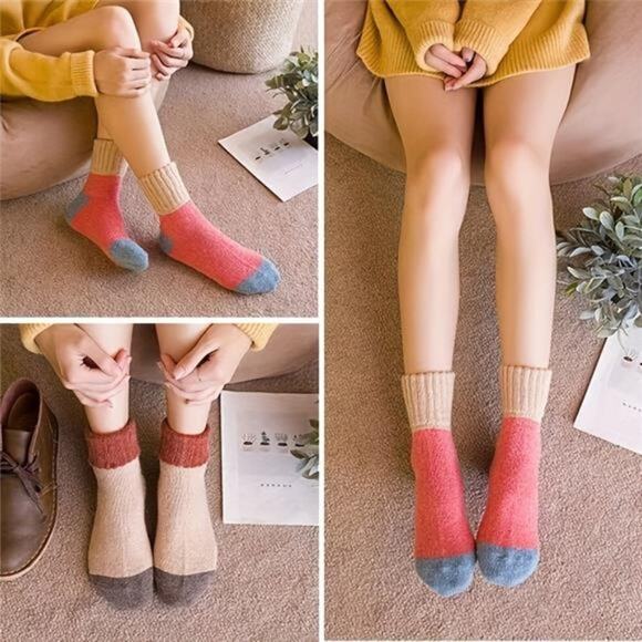 5 Pairs Women Socks Winter Thickened Warm Rabbit Wool Socks - Picture 3 of 5